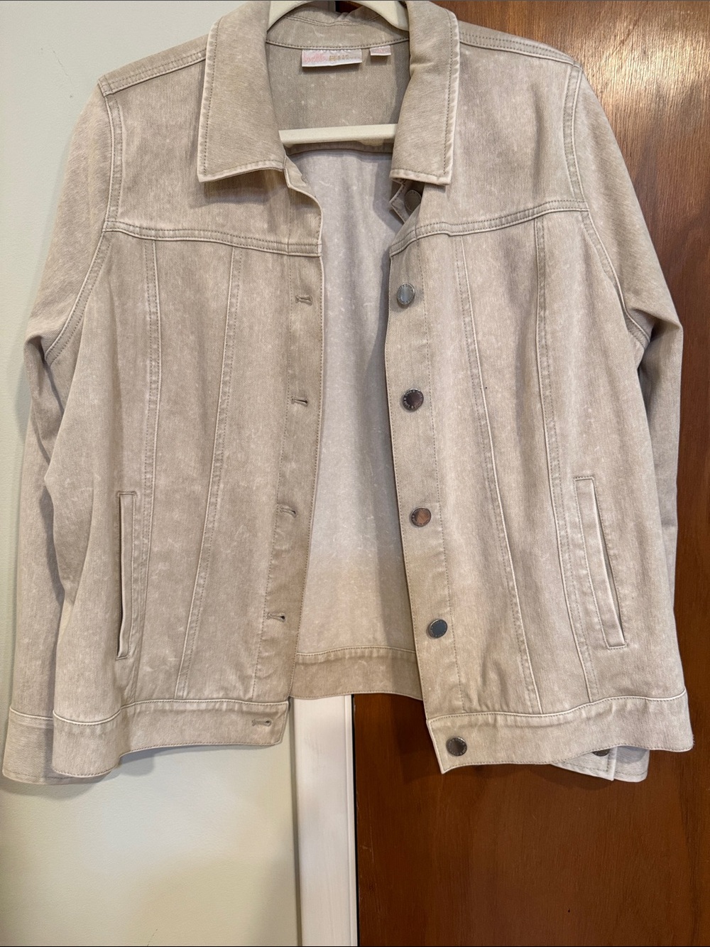 Belle by Kim Gravel Del Rey Denim Light Taupe Jean Jacket